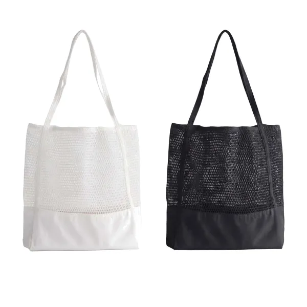 Canvas Mesh Shoulder Beach Tote