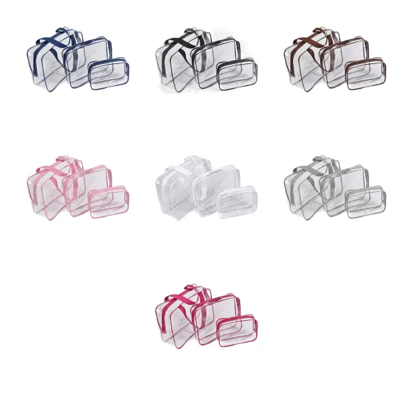 Three Piece Clear PVC Cosmetic Pouch Set