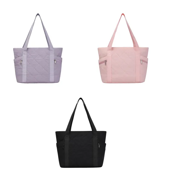 Quilted Rhombus Pattern Shoulder Tote