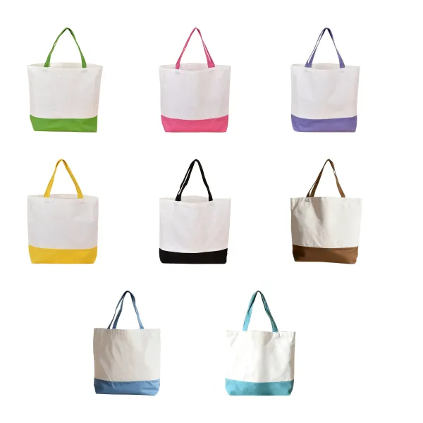 Color Stitched Canvas Reusable Tote