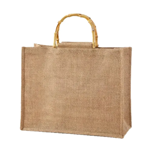 Wide Bamboo Handle Linen Shopper