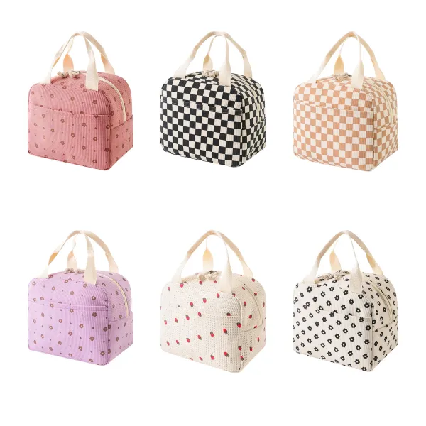 Corduroy Insulated Lunch Carry Bag