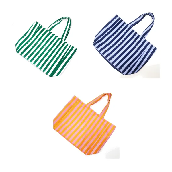Heavy Textured Striped Tote Handbag