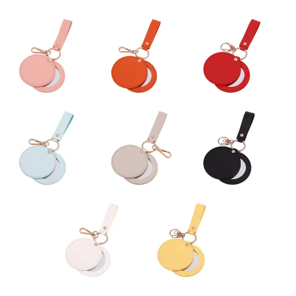 Pu Leather Travel Mirror Key Ring