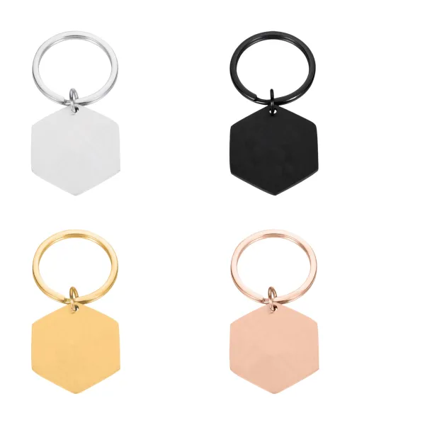 Stainless Steel Hexagon Key Ring Blank