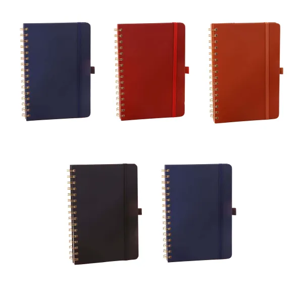 Solid Color Leather Strap Coil Notebook