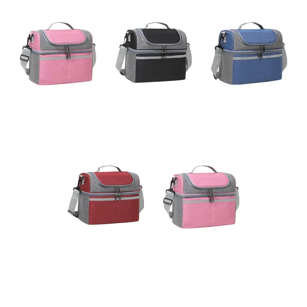 2-Layer Insulated Cooler Lunch Bag With Strap