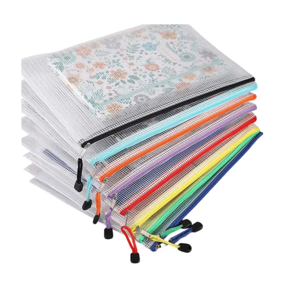 Mesh Zipper Pouch Document Bag
