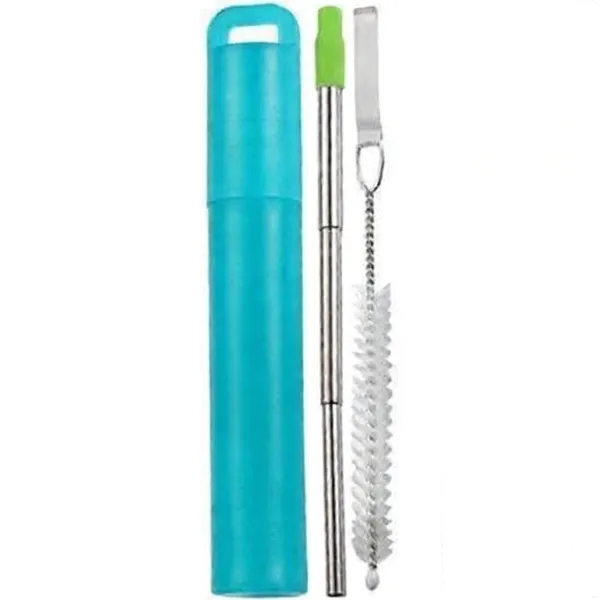 Portable Reusable Metal Straw Set with Cleaning Brush
