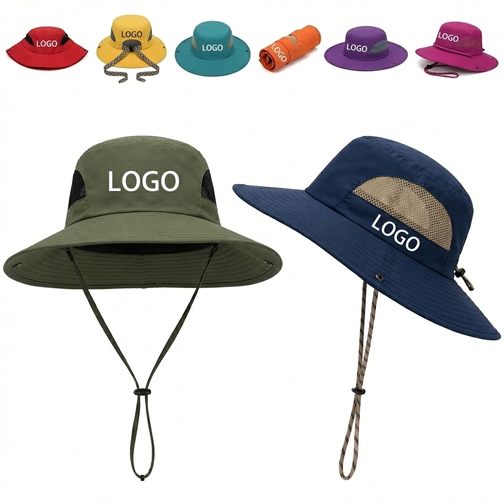 Customizable Breathable Mesh Summer Sun Hat with Wide Brim