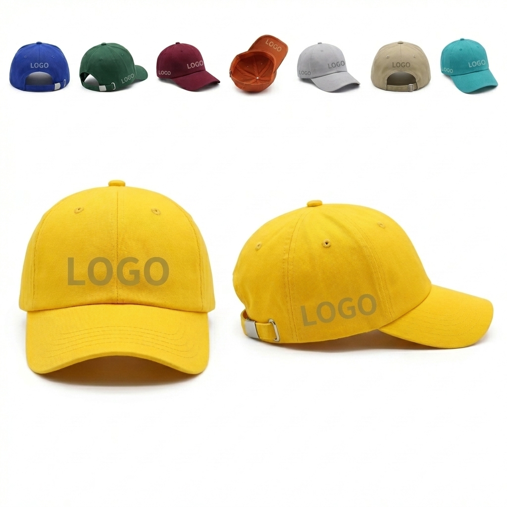 Classic Cotton Baseball Cap with Adjustable Strap and Curved Brim