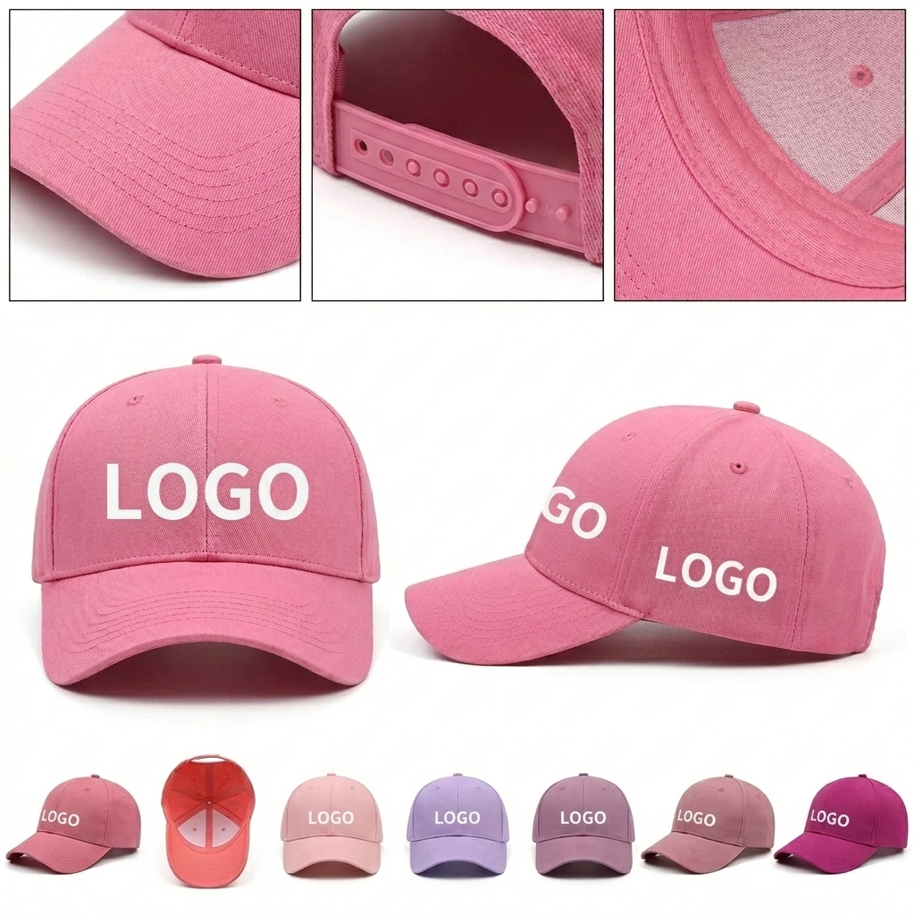 Customizable Pink Snapback Performance Cap with Six-Panel Design