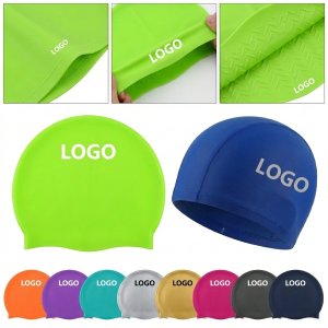 Dual-Material Swim Cap Set - Silicone & Lycra for All Hair Lengths