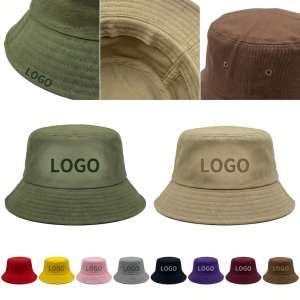 Solid Color Cotton Bucket Hat for Beach & Hiking